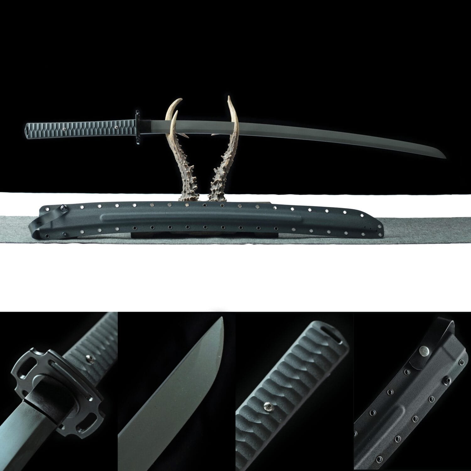 carbon steel titanium plated titanium plated-Tactical Katana with K-Saya