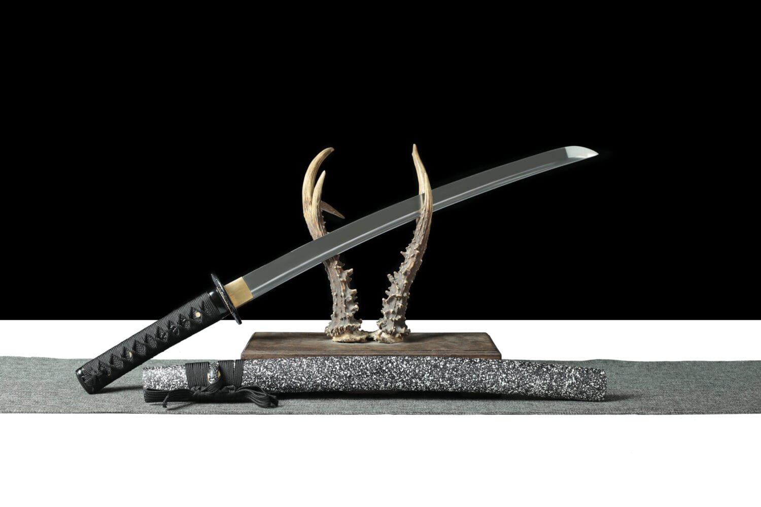 1060 Steel Katana - Handmade Japanese samurai sword with Blue Cord Handle and Iron Fittings