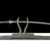 S7 Mirror Finish Katana - Handmade Japanese samurai sword with Green and Yellow Lacquered Saya and Copper Fittings