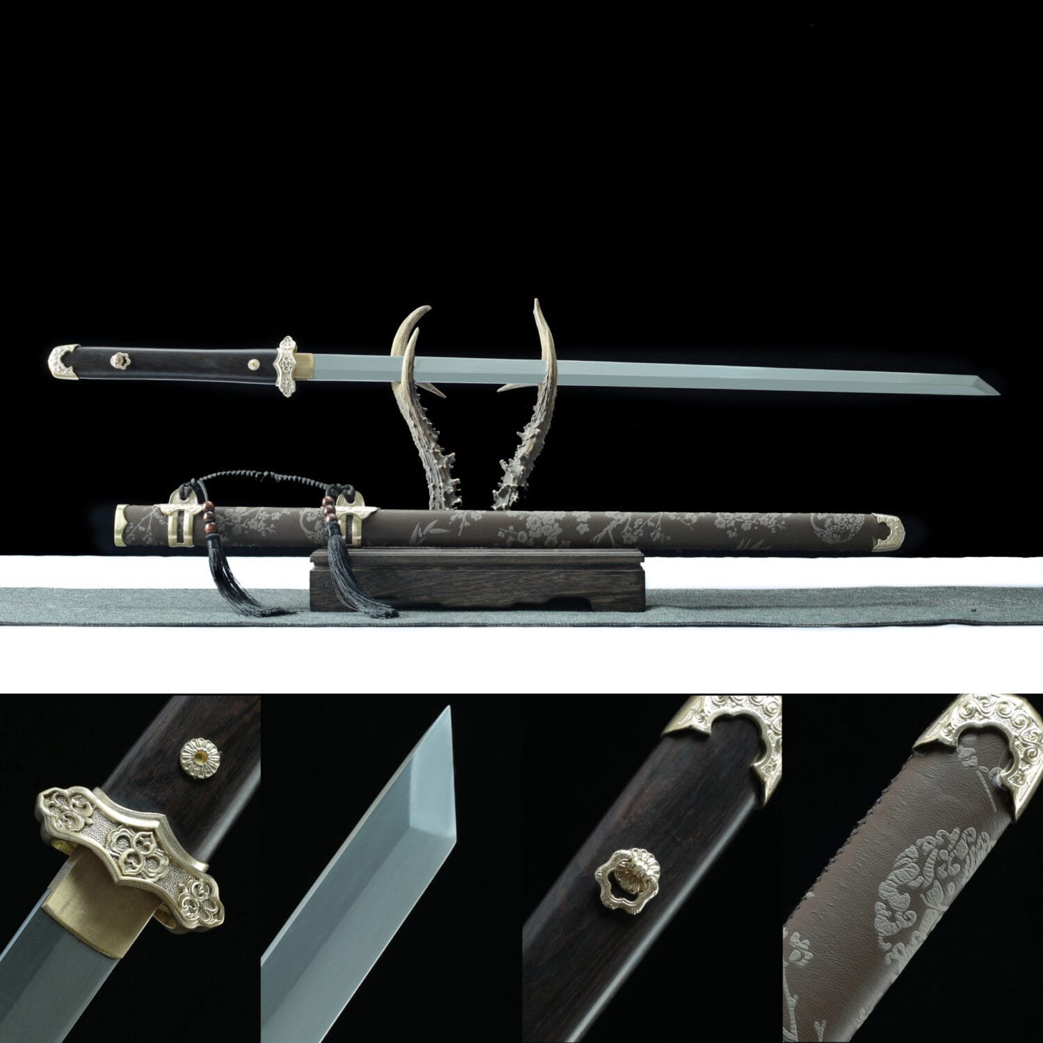1095 steel Handcrafted Chinese Sabers With Brown Scabbard