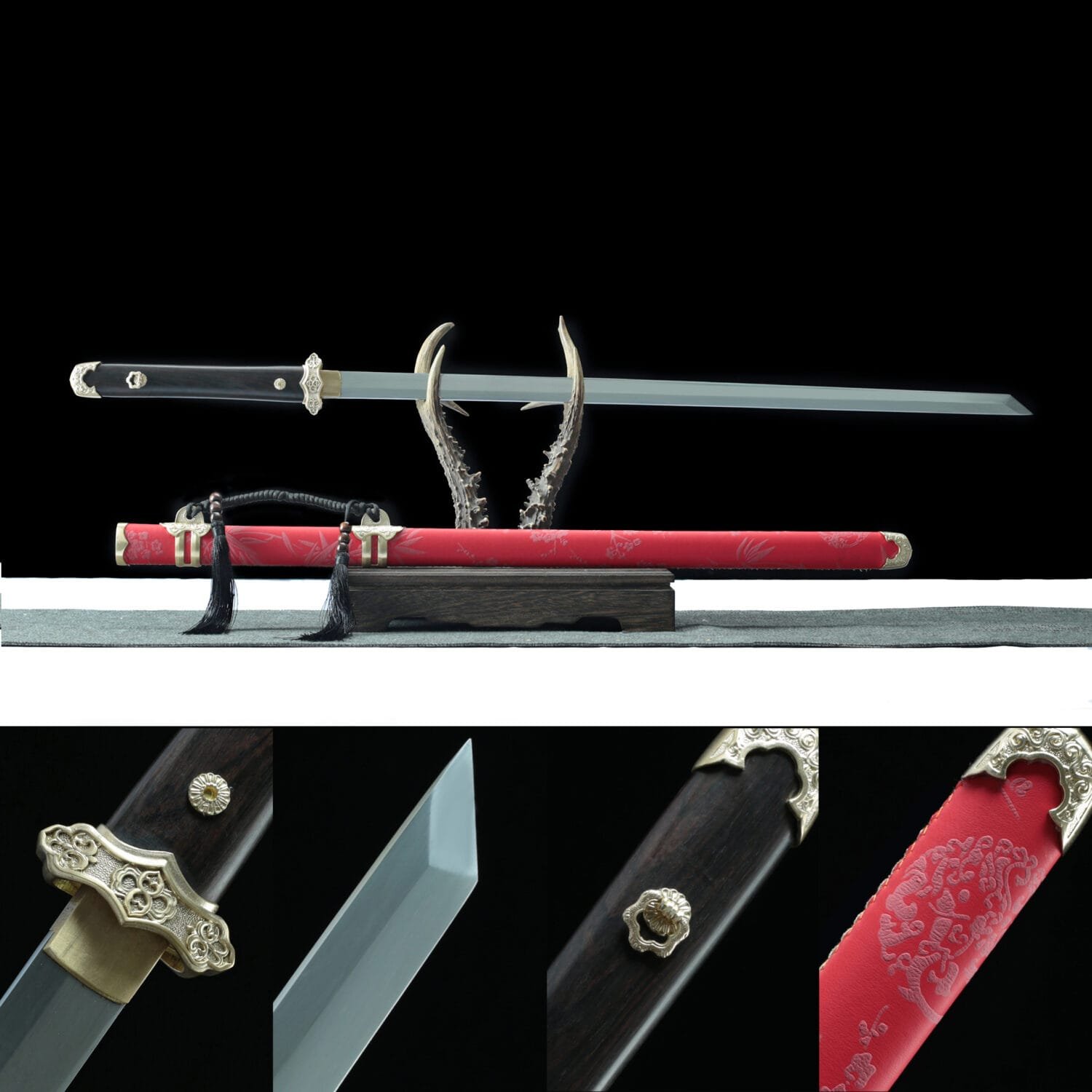 1095 steel Handcrafted Chinese Sabers With red Scabbard