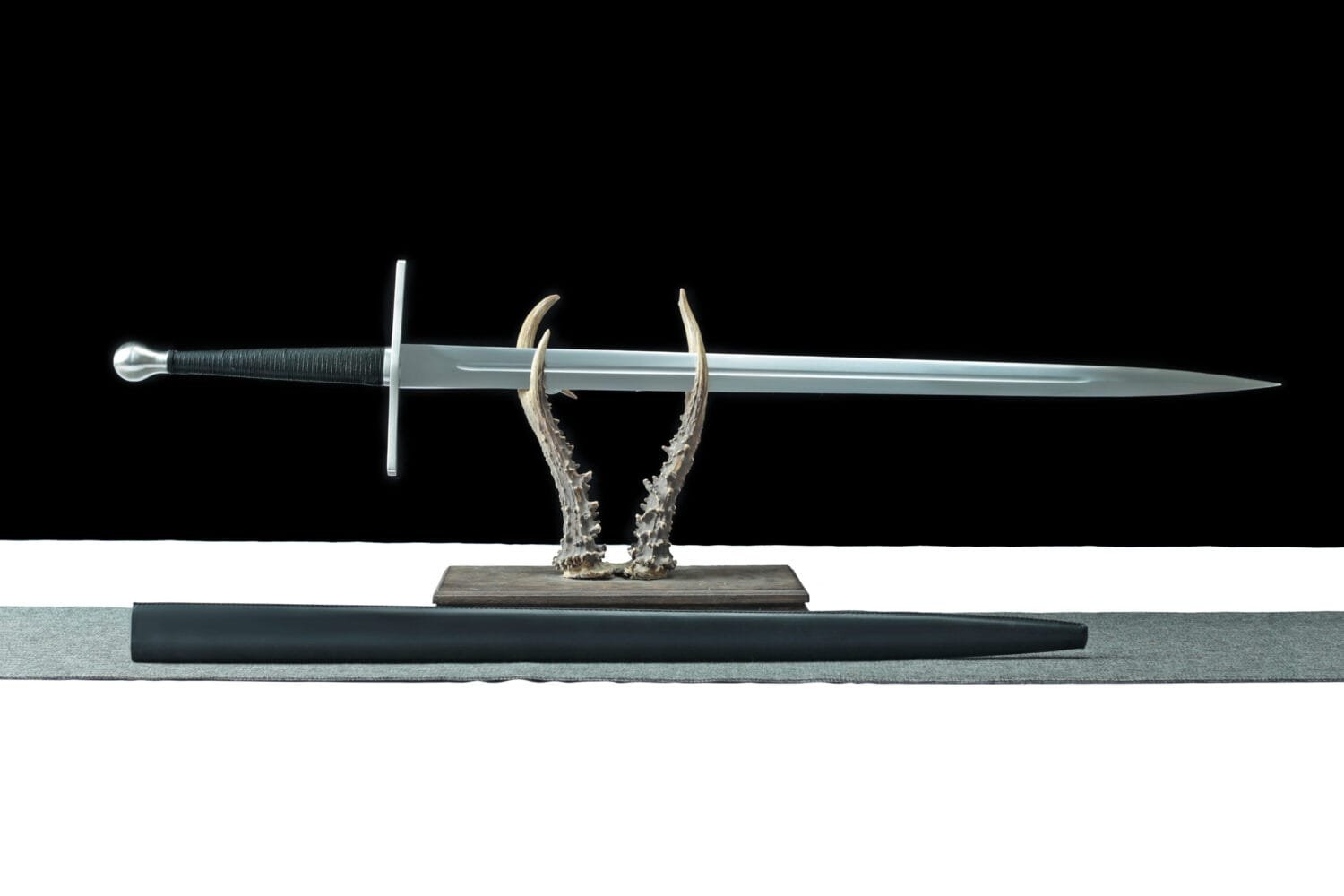 1 High Manganese Steel Katana - Handmade Japanese samurai sword with Ball-Shaped Pommel and Hand-Wrapped Black Cord Handle