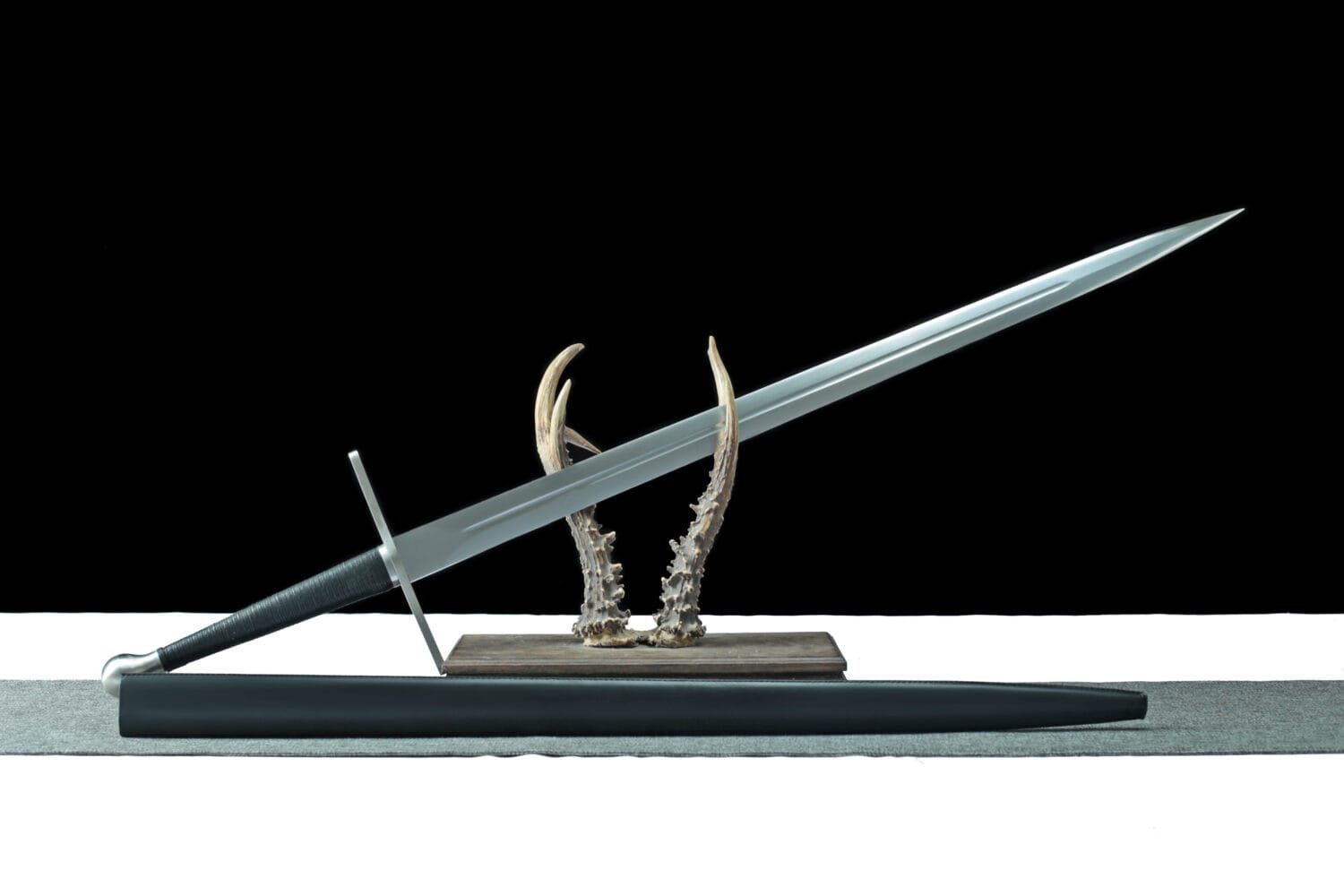 2 High Manganese Steel Katana - Handmade Japanese samurai sword with Ball-Shaped Pommel and Hand-Wrapped Black Cord Handle