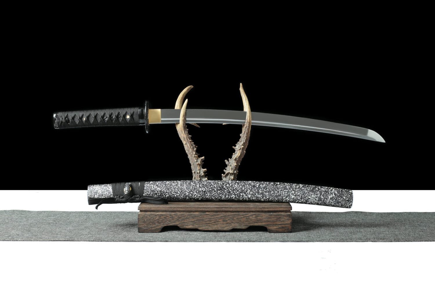 1060 Steel Katana - Handmade Japanese samurai sword with Blue Cord Handle and Iron Fittings