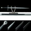 22065m High Manganese Steel Katana - Handmade Japanese samurai sword with Ball-Shaped Pommel and Hand-Wrapped Black Cord Handle