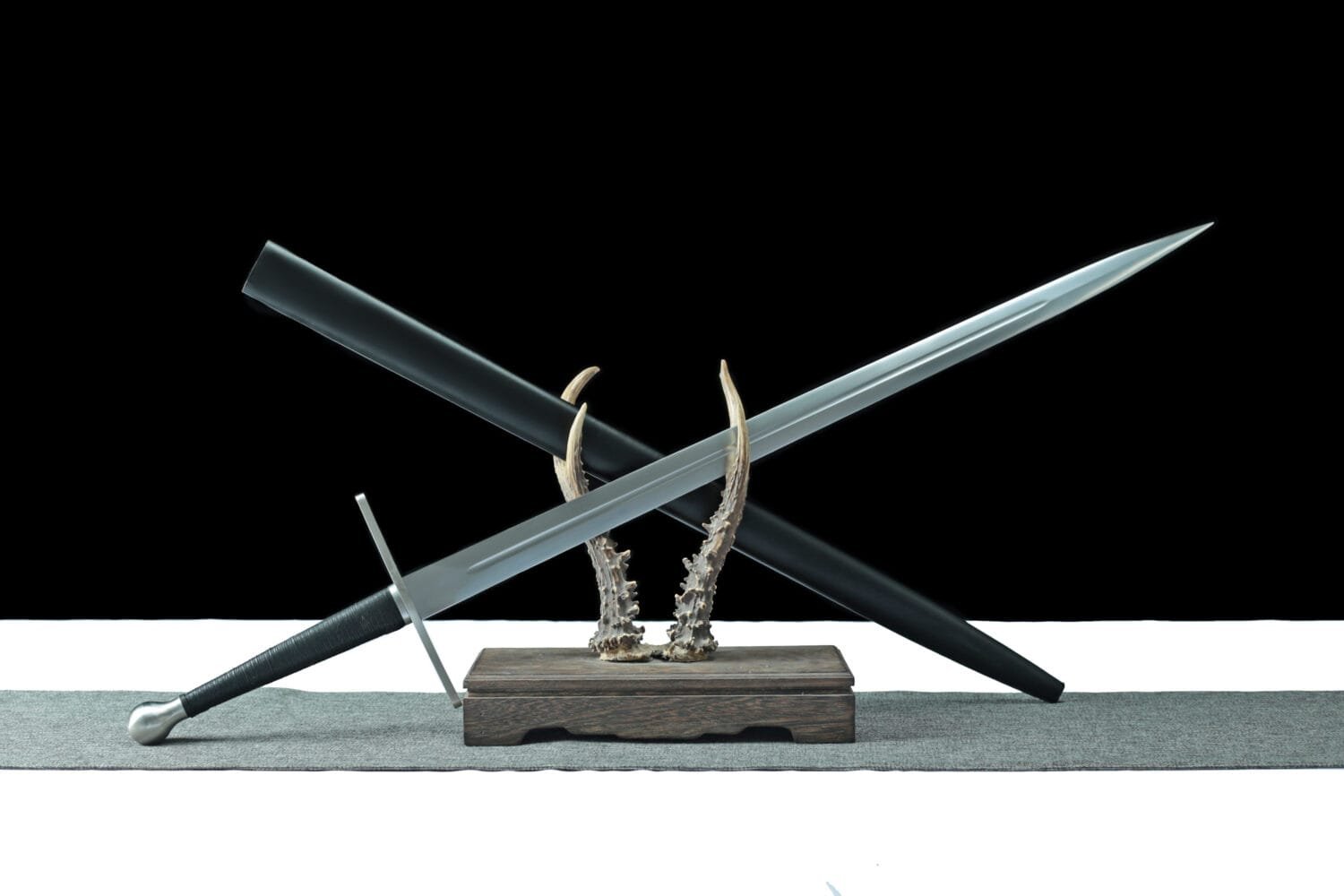 3 High Manganese Steel Katana - Handmade Japanese samurai sword with Ball-Shaped Pommel and Hand-Wrapped Black Cord Handle