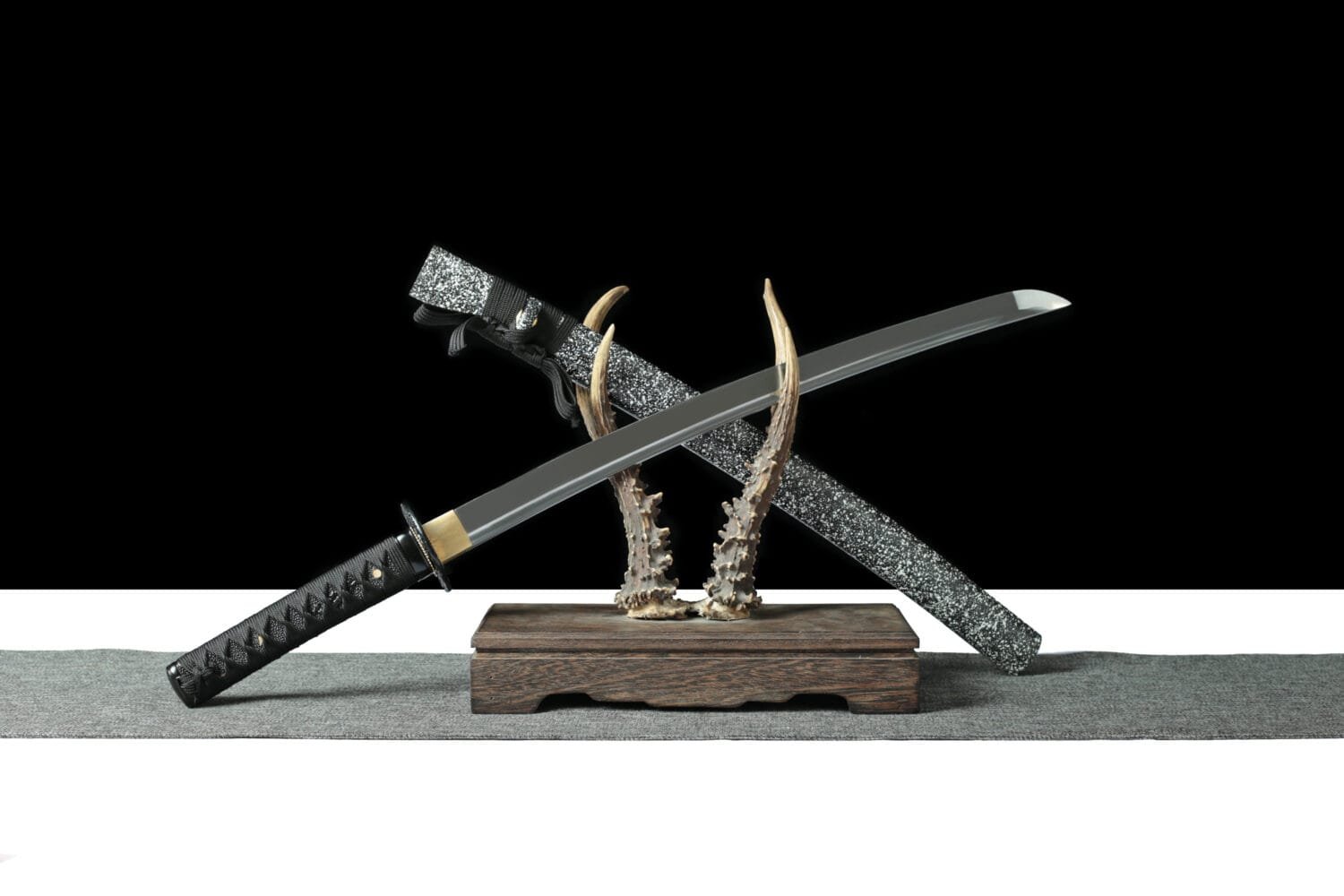 1060 Steel Katana - Handmade Japanese samurai sword with Blue Cord Handle and Iron Fittings