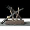 1095 Steel Katana - Handmade Japanese samurai sword with Floral Scabbard and Copper Fittings