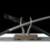1060 Carbon Steel Katana - Handmade Japanese samurai sword with Black Lacquered Saya and Iron Fittings