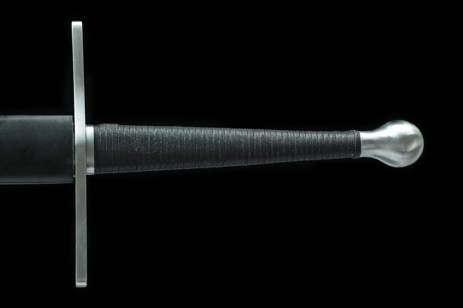 5 High Manganese Steel Katana - Handmade Japanese samurai sword with Ball-Shaped Pommel and Hand-Wrapped Black Cord Handle