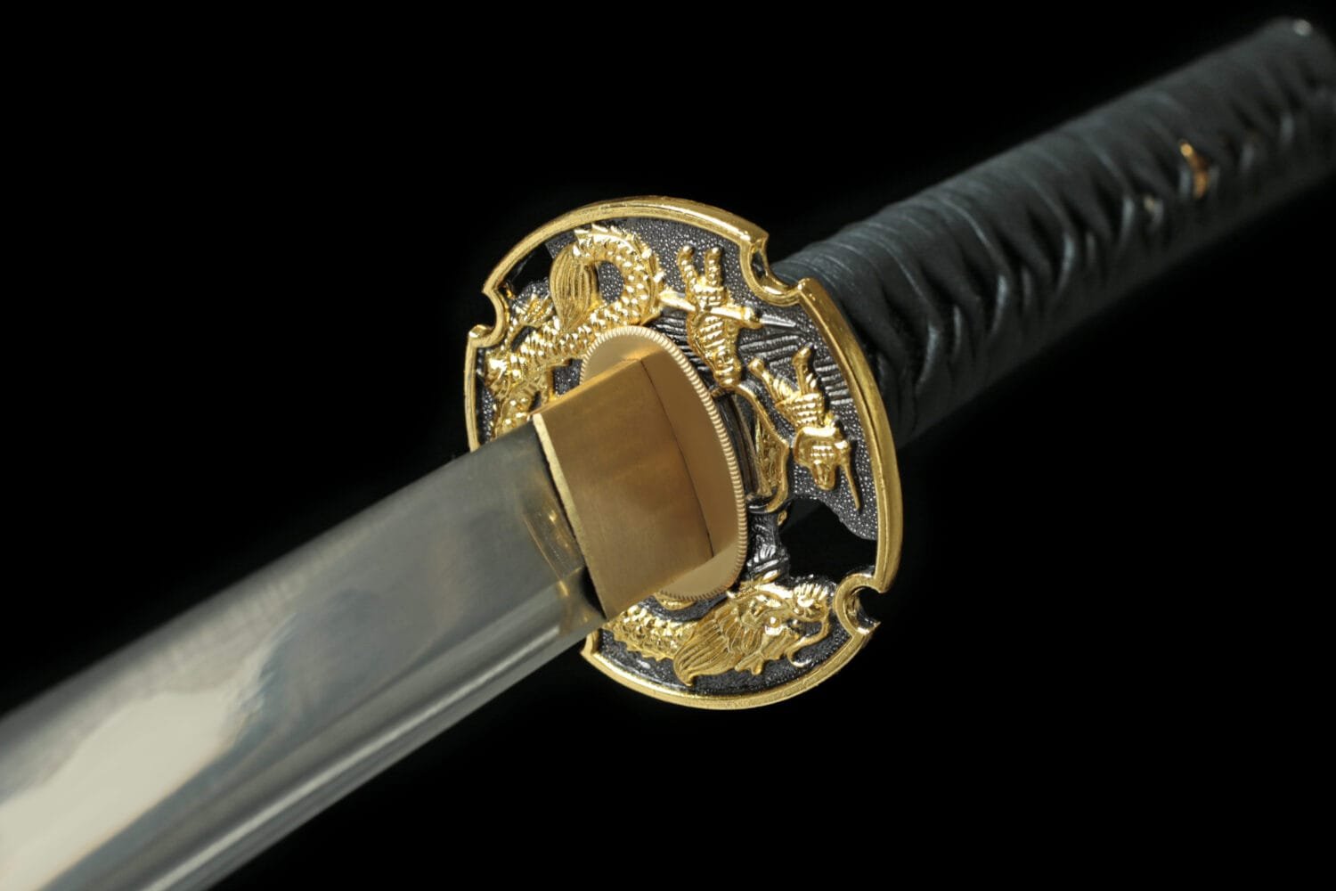 1060 Carbon Steel Katana - Handmade Japanese samurai sword-Plated Dragon Tsuba and Alloy Fittings