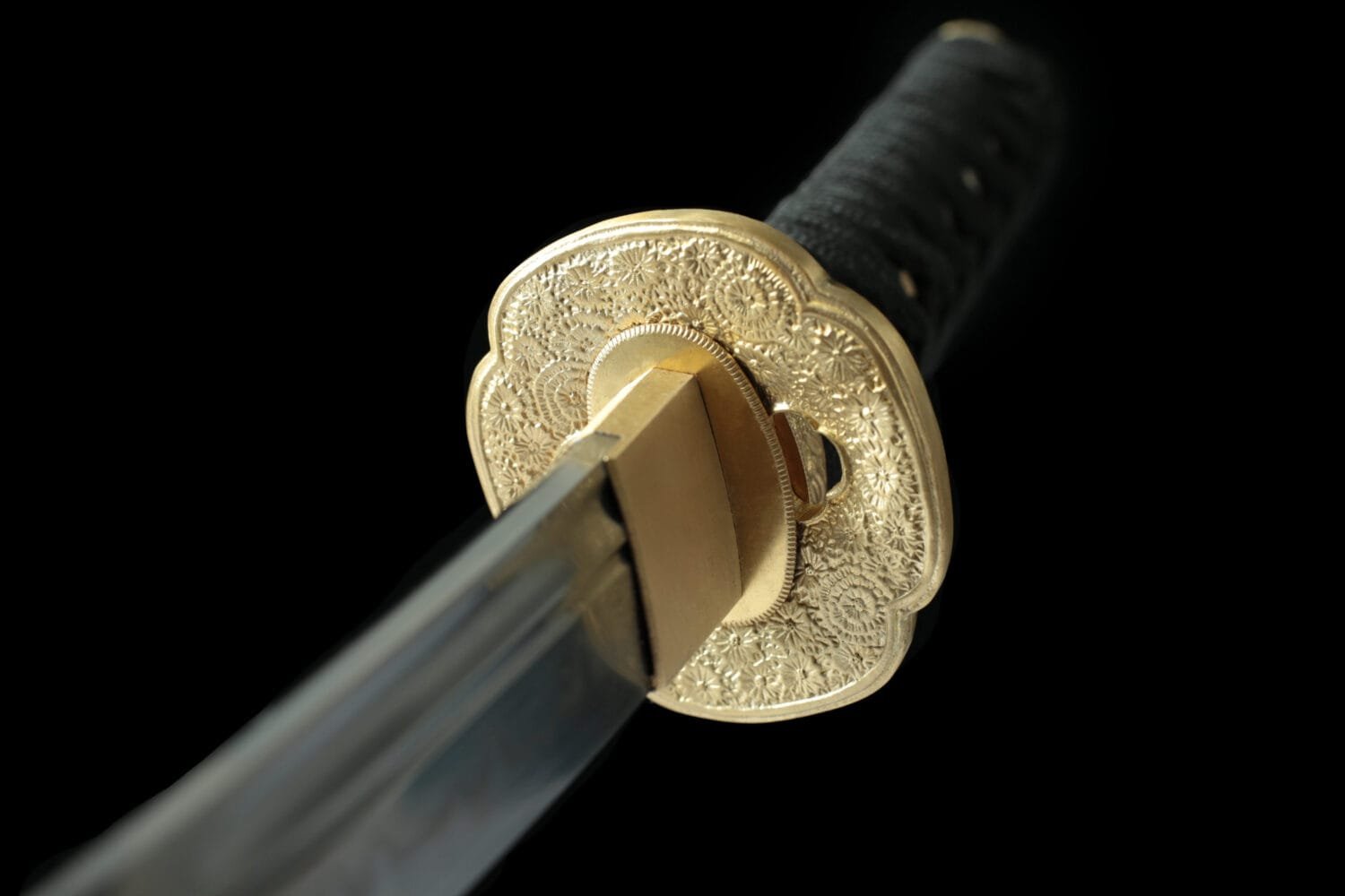 1095 Steel Katana - Handmade Japanese samurai sword with Floral Scabbard and Copper Fittings