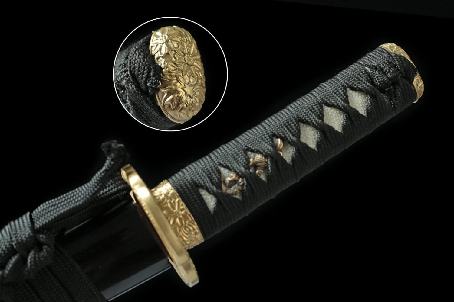 1095 Steel Katana - Handmade Japanese samurai sword with Floral Scabbard and Copper Fittings