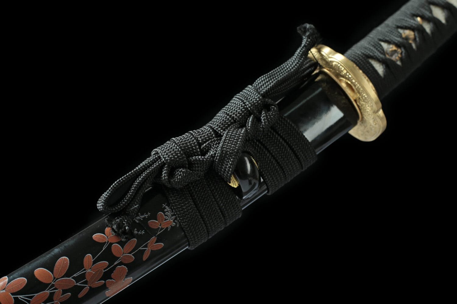1095 Steel Katana - Handmade Japanese samurai sword with Floral Scabbard and Copper Fittings