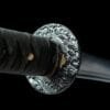 1060 Steel Katana - Handmade Japanese samurai sword with Blue Cord Handle and Iron Fittings
