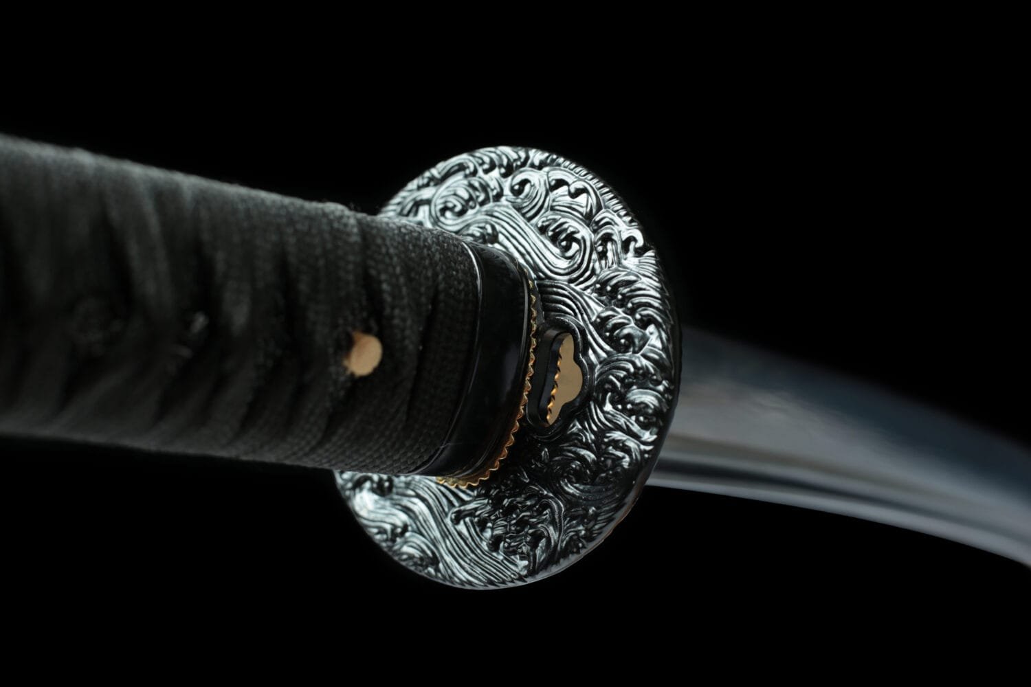 1060 Steel Katana - Handmade Japanese samurai sword with Blue Cord Handle and Iron Fittings