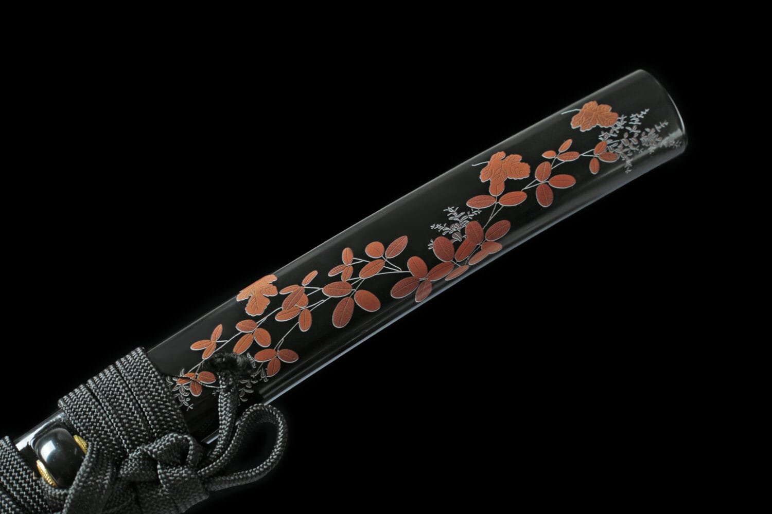 1095 Steel Katana - Handmade Japanese samurai sword with Floral Scabbard and Copper Fittings