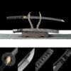 1060 Steel Katana - Handmade Japanese samurai sword with Blue Cord Handle and Iron Fittings