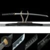 1060 Carbon Steel Katana - Handmade Japanese samurai sword with Black Lacquered Saya and Iron Fittings