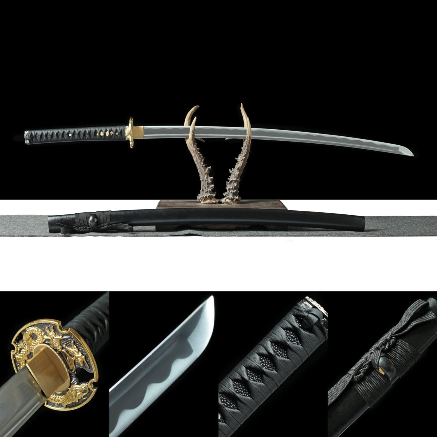 1060 Carbon Steel Katana - Handmade Japanese samurai sword-Plated Dragon Tsuba and Alloy Fittings