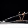 1095 Clay-tempered  Steel-Handmade Japanese samurai sword with Black scabbard and Purple Copper Fittings