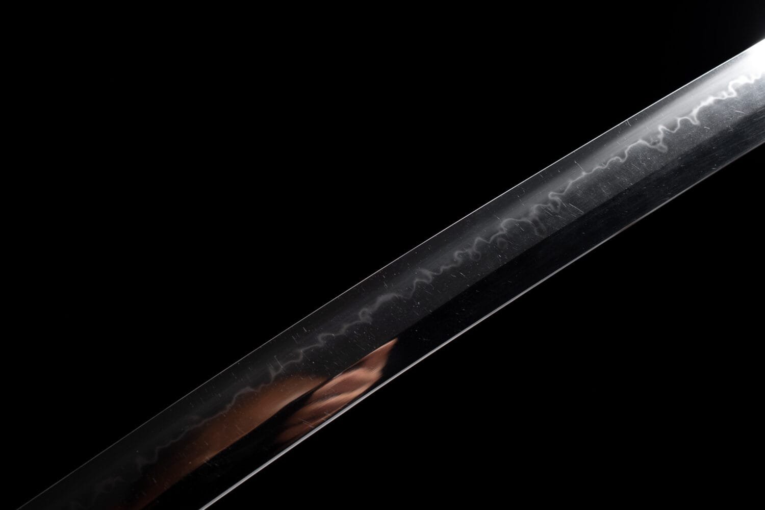 1095 Clay-tempered  Steel-Handmade Japanese samurai sword with Black scabbard and Purple Copper Fittings