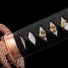 1095 Clay-tempered  Steel-Handmade Japanese samurai sword with Black scabbard and Purple Copper Fittings