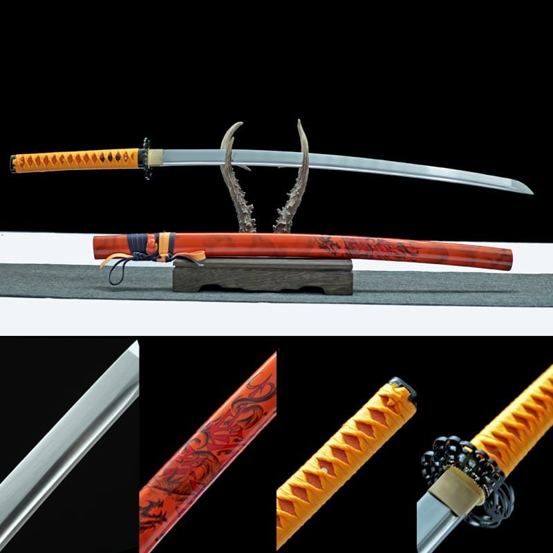 new_1 Handmade Japanese samurai sword -1095 steel- Orange Soul