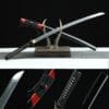 Handcrafted Japanese Samurai Sword - Made with 1060 Steel - Red Scabbard with Black Sageo