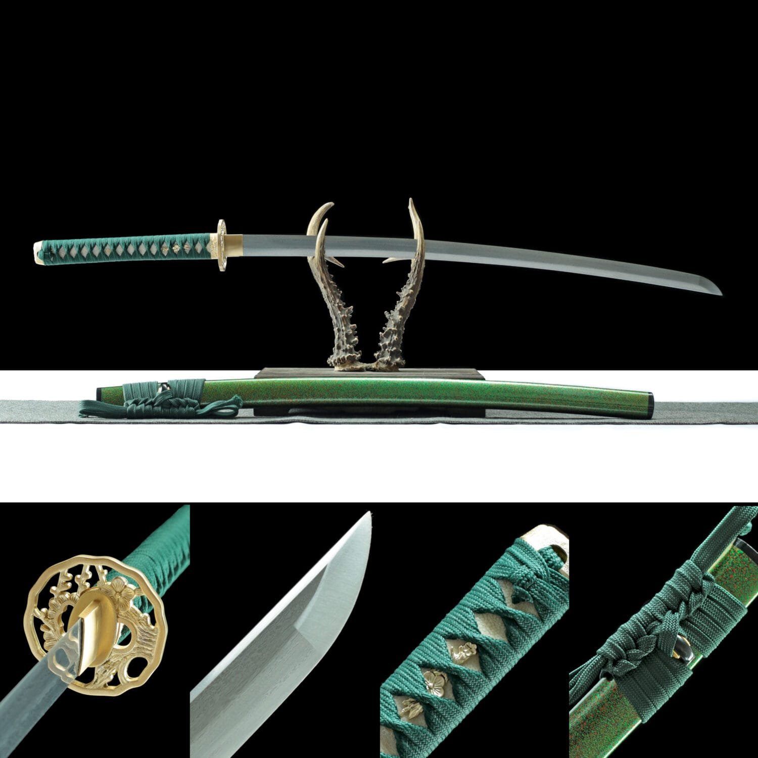 new_ABUIABACGAAg7OunsQYooa-x_AcwwBw4wBw Damascus steel -Handmade Japanese samurai sword with green Scabbard