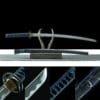 Handcrafted Japanese Samurai Sword - Made with 1060 Steel - Black Scabbard with Light Blue Sageo