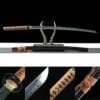 Handcrafted Japanese Samurai Sword - Made with 1060 Steel - Black Scabbard with Brown Sageo