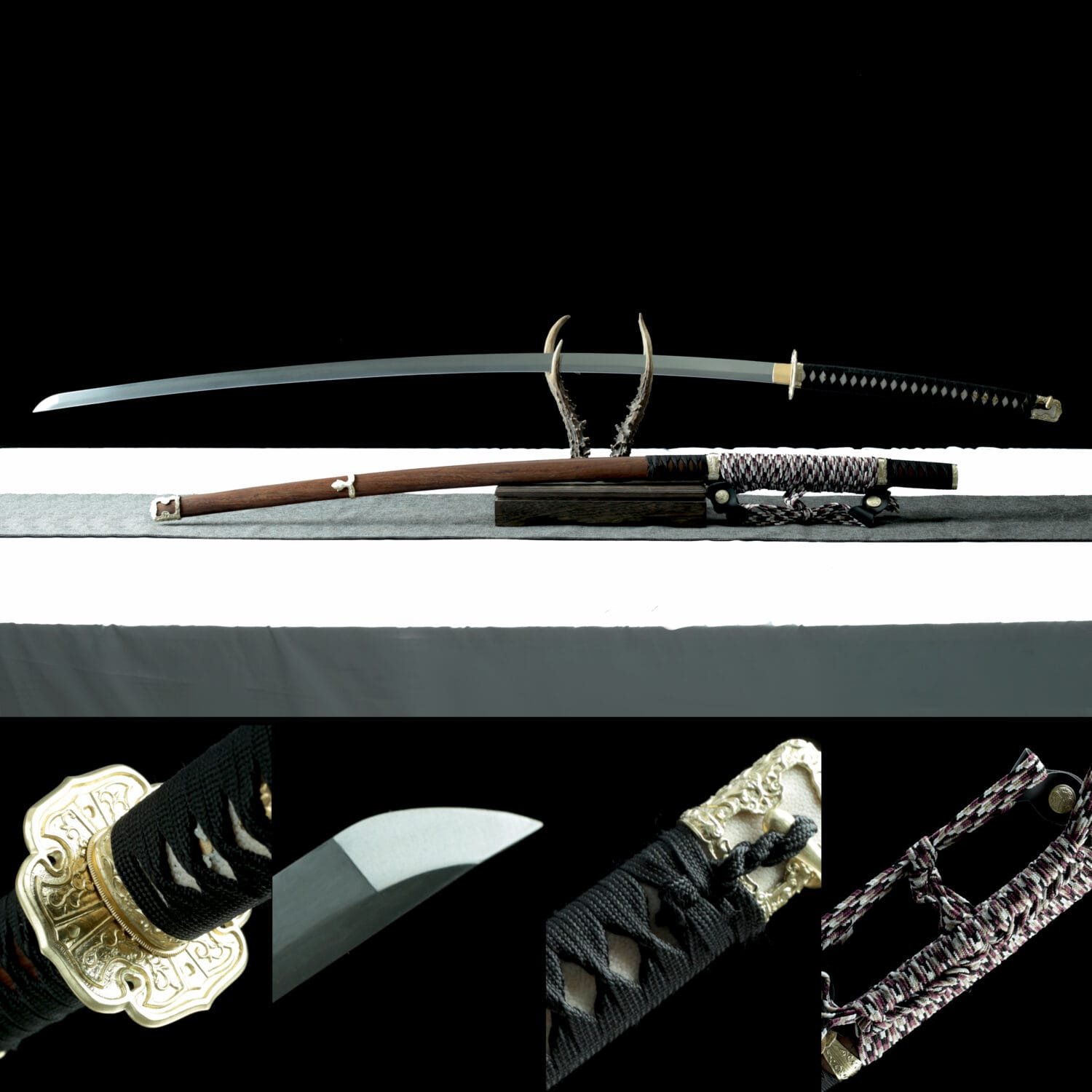 1060 Carbon steel Tachi-Handmade Japanese samurai sword with brown scabbard