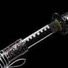 49598437-A002-3D73-B356-6AA61D95C47C handmade Japanese katana with a black snowflake scabbard, made from 1095 steel
