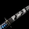DM_20250116091305_005 A handmade Japanese katana with a blue snowflake scabbard, made from 1095 steel