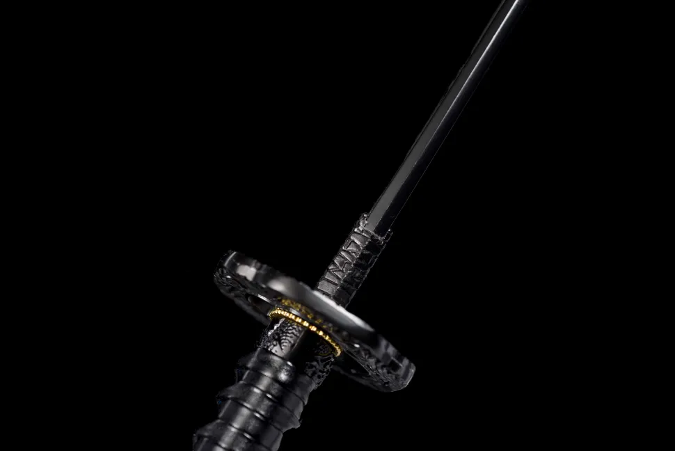 DM_20250116091305_006 A handmade Japanese katana with a blue snowflake scabbard, made from 1095 steel