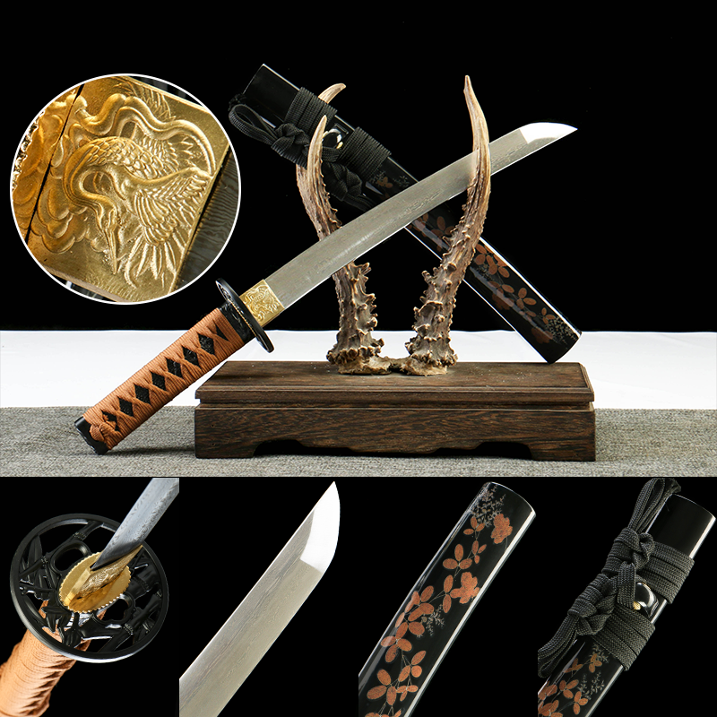 Patterned Steel - Pure Hand-Forged Katana - Green Leather Scabbard - Patterned - Shadow