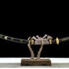 1065 steel - pure handmade Japanese katana - green leather sheath - zinc alloy fittings - frost