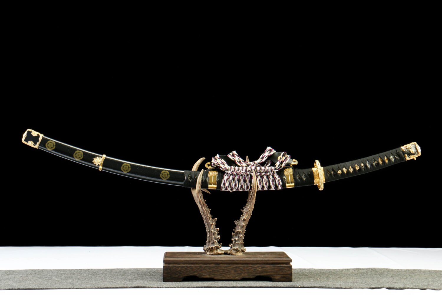 1065 steel - pure handmade Japanese katana - green leather sheath - zinc alloy fittings - frost