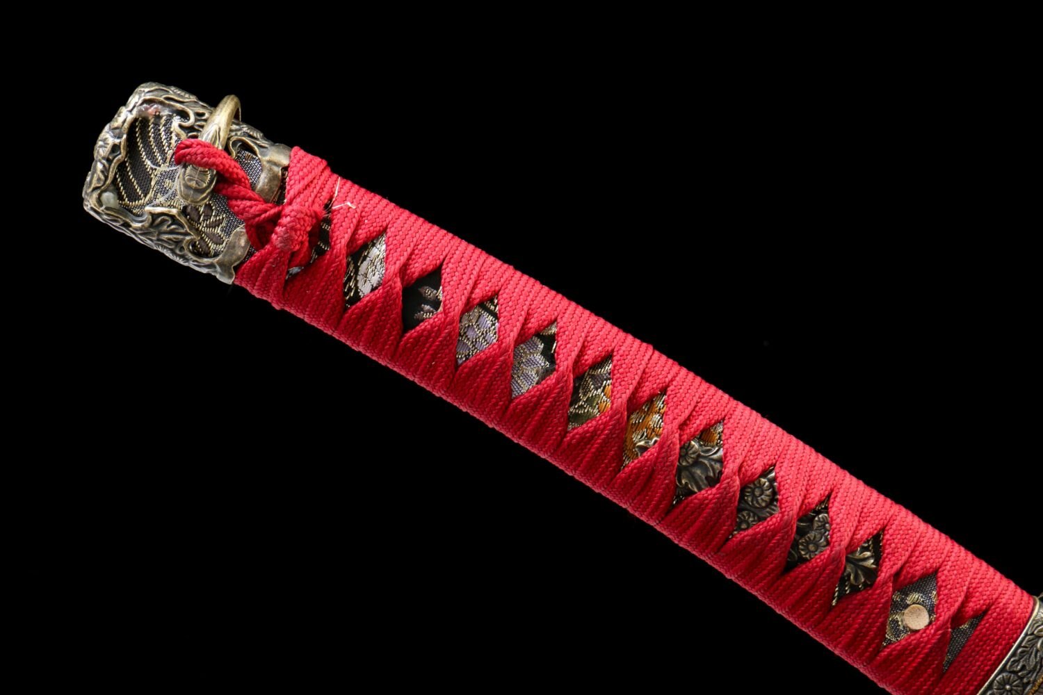 1065 Steel - Pure Hand-Forged Katana - Green Leather Scabbard - Zinc Alloy Fitting - Red - Shadow Rock
