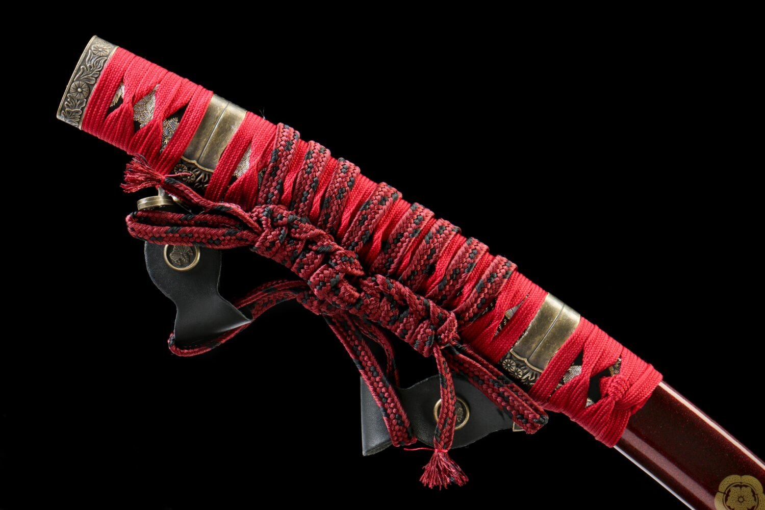 1065 Steel - Pure Hand-Forged Katana - Green Leather Scabbard - Zinc Alloy Fitting - Red - Shadow Rock