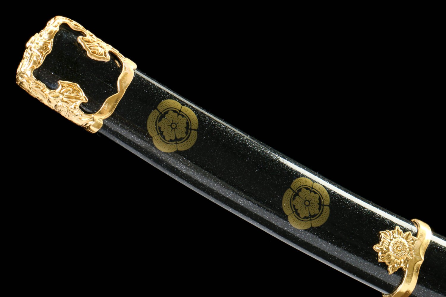 1065 steel - pure handmade Japanese katana - green leather sheath - zinc alloy fittings - frost