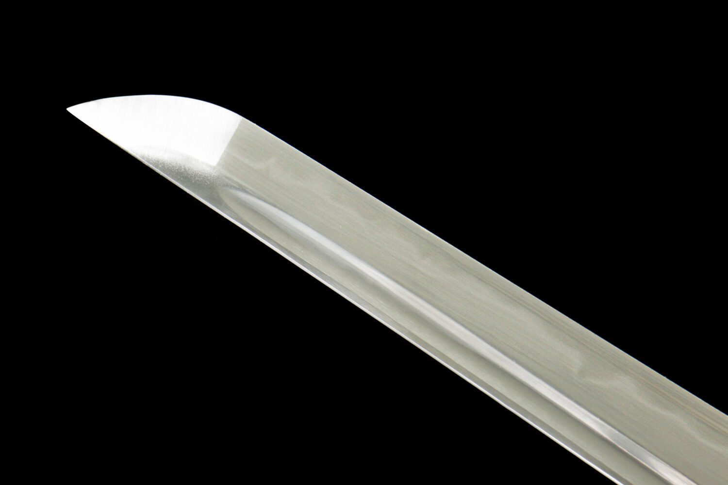 IMG_0084 T10 steel - pure handmade Japanese katana - earth-covered and burnt blade - green leather sheath - zinc alloy fittings - night flower