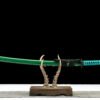 1065 steel - pure handmade Japanese samurai sword - green leather sheath - Cuilang