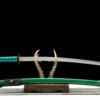 1065 steel - pure handmade Japanese samurai sword - green leather sheath - Cuilang
