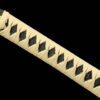 1045 steel-handmade Japanese samurai sword-iron equipment-green leather scabbard-pattern-ever bloom