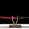 IMG_8246 65Mn  Steel-Purely Handmade Japanese Katana - Green Wood Scabbard - Zinc Alloy Fitting - Red and Black - Red Fantasy