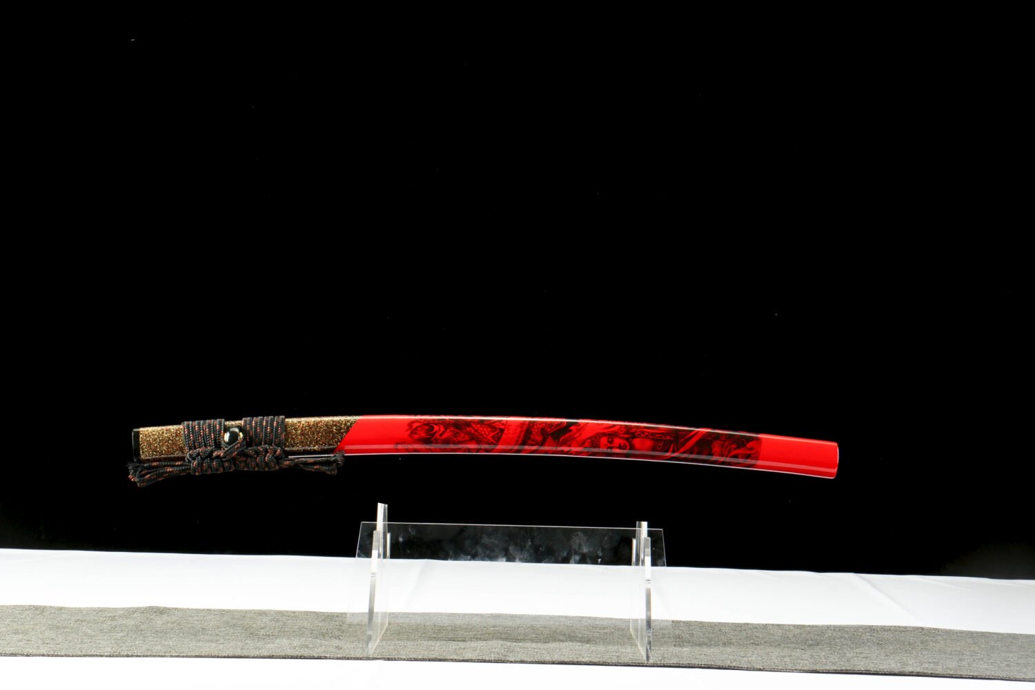 IMG_8277 65Mn  Steel-Purely Handmade Japanese Katana - Green Wood Scabbard - Zinc Alloy Fitting - Red and Black - Red Fantasy