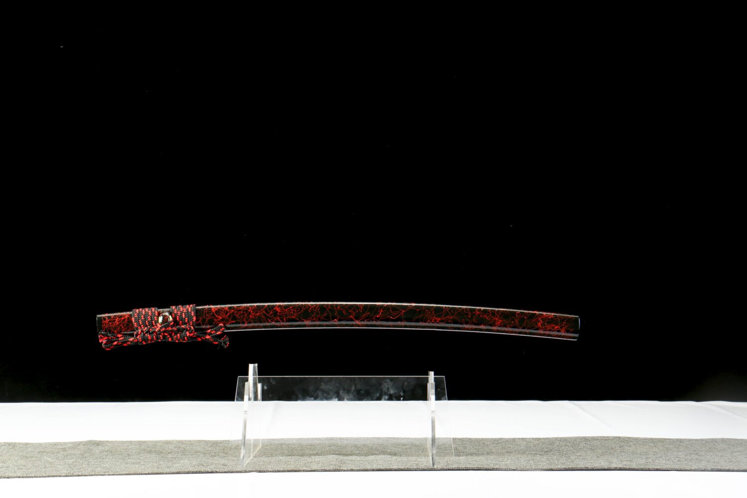 IMG_8286 Patterned Steel - Purely Hand-Forged Katana - Green Leather Scabbard - Copper Hardware - Roasted Black - Purgatory Vein