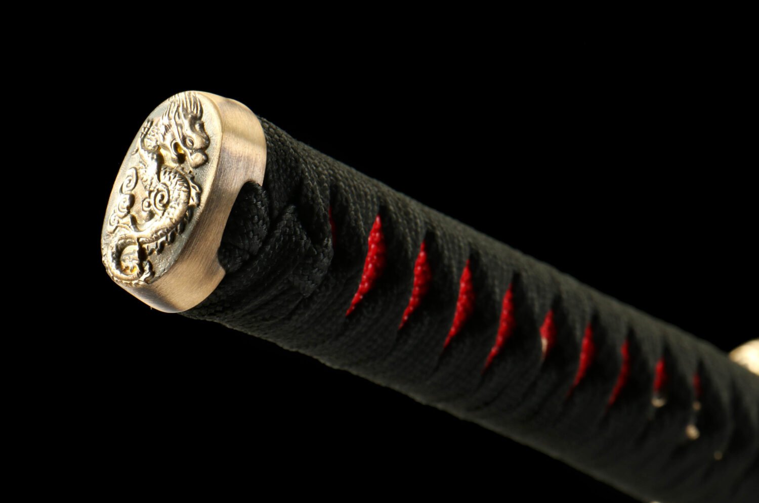 IMG_8338 Patterned Steel - Purely Hand-Forged Katana - Green Leather Scabbard - Copper Hardware - Roasted Black - Purgatory Vein